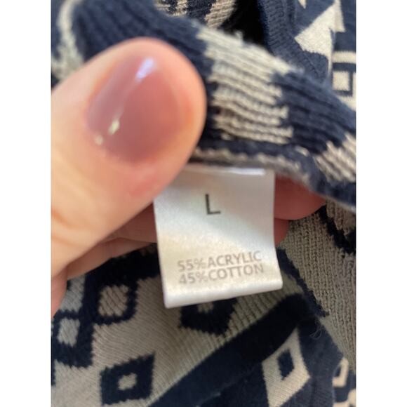 THML Navy and Beige Geometric Cardigan - Picture 3 of 6